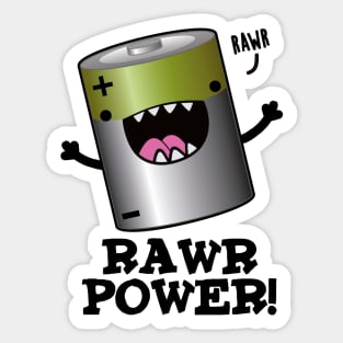 Rawr Power Cute Battery Pun Sticker